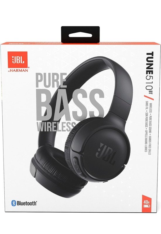 JBL Tune 510BT: Wireless On-Ear Headphones with Purebass Sound - Black